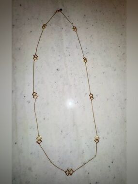 Stella and Dot Gold Tone Clover Station Long Necklace